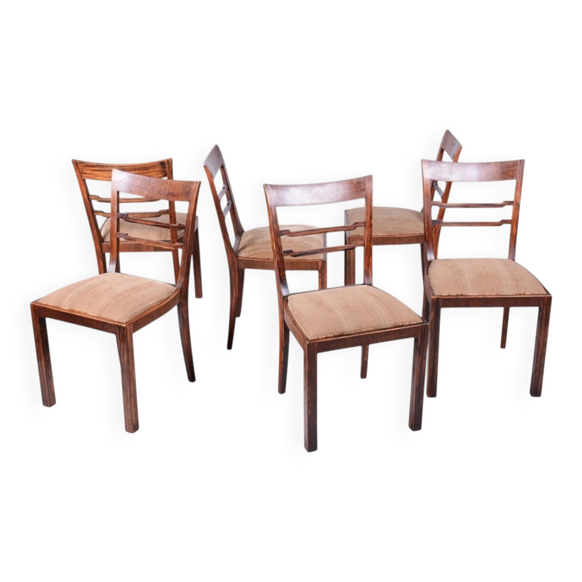 Art Deco Chairs in Walnut, Czech, 1920s, Set of 6