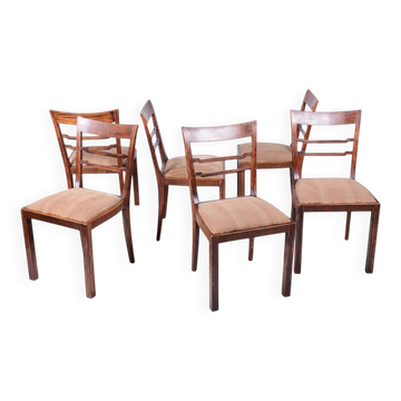 Art Deco Chairs in Walnut, Czech, 1920s, Set of 6