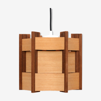 Danish wooden pendant lamp, 60’s