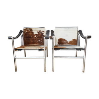 Paire de fauteuils LC1 Sling Chair Le Corbusier par Cassina de 1965