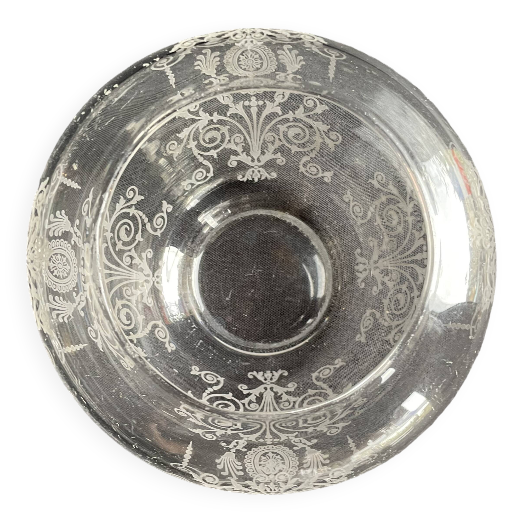 Acid etched crystal vase