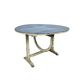 Table à vin pliante antique française avec plateau en métal – Table d'appoint bistro rustique