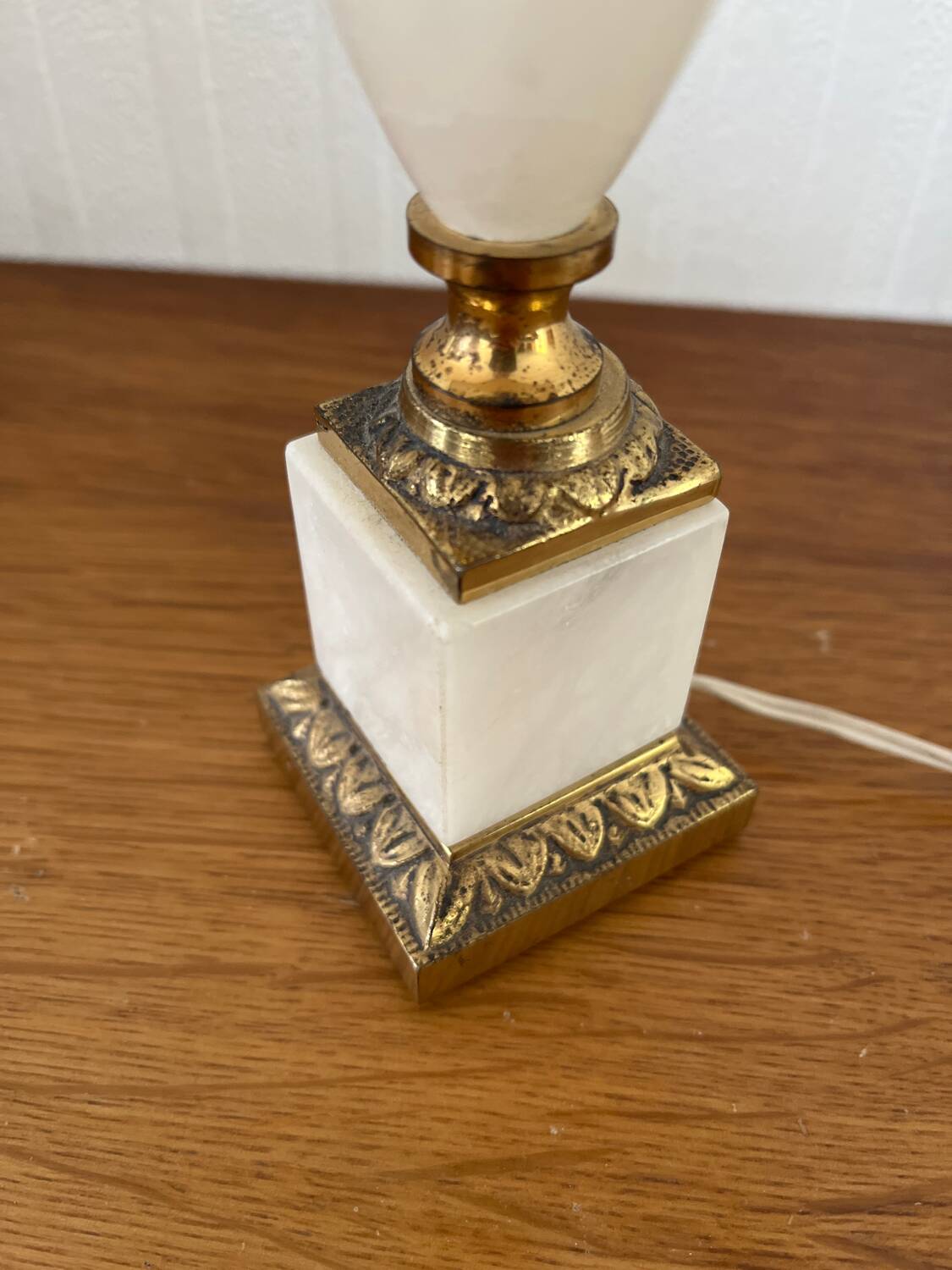 Vintage bedside lamp with marble base and gold metal