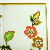 4 cotton napkins - orange and green floral pattern - vintage 70s