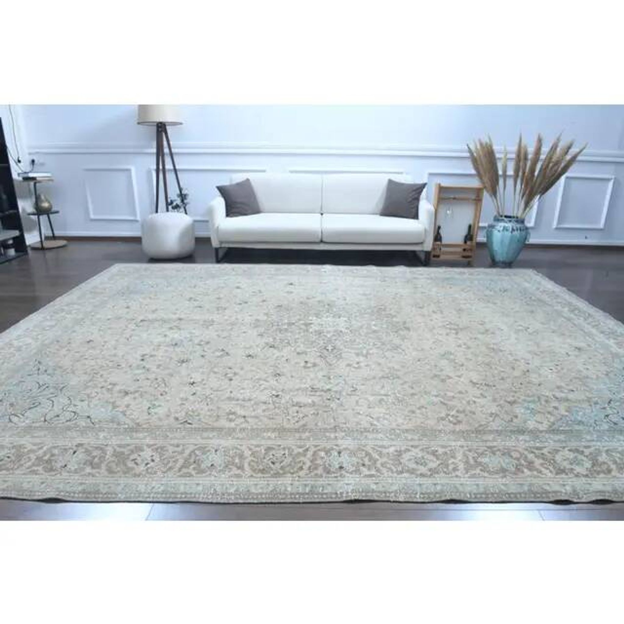 1970s Vintage Persian Handmade Wool Cotton Brown Area Rug 285x388