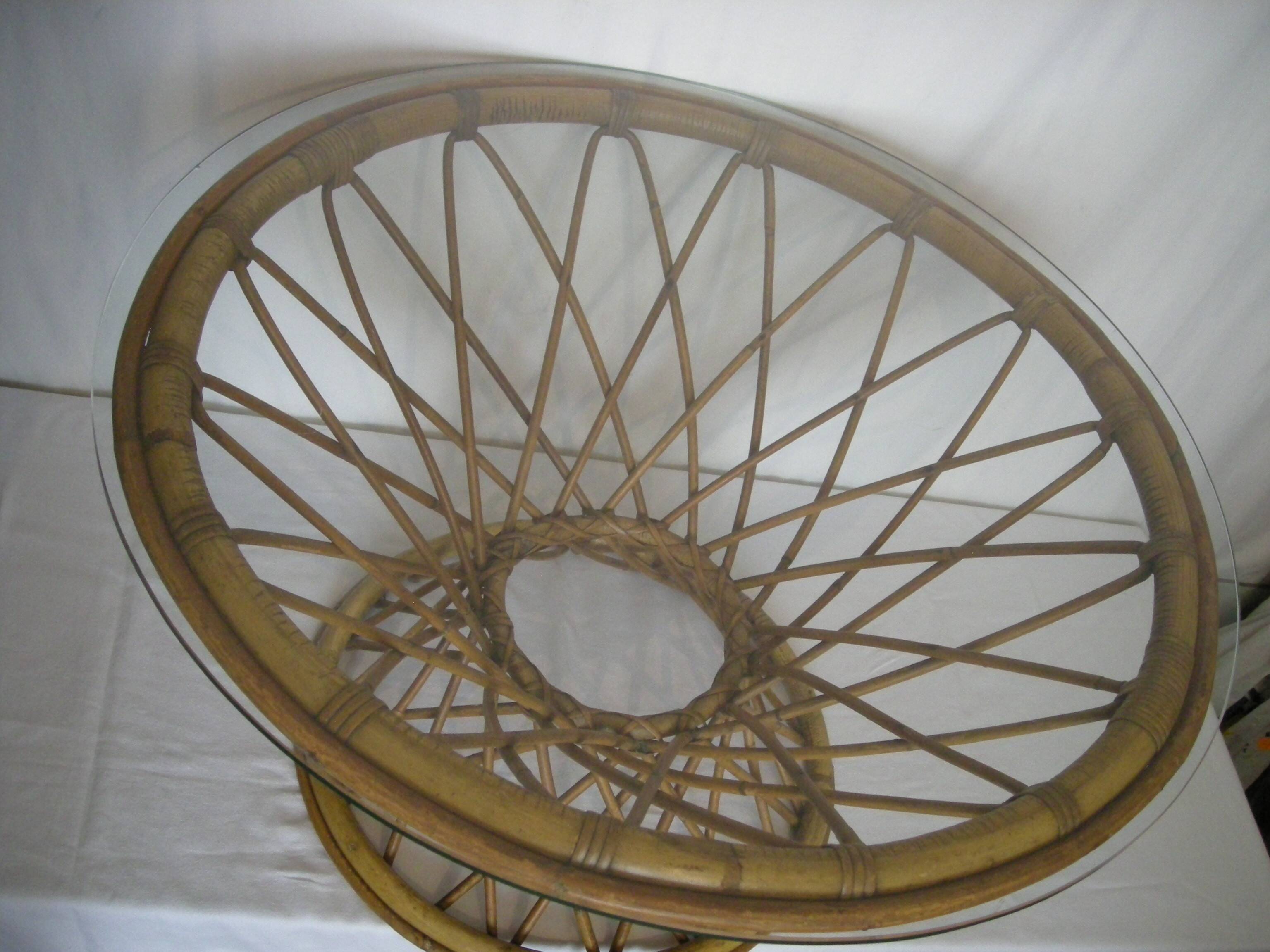 diabolo rattan coffee table from the 50s