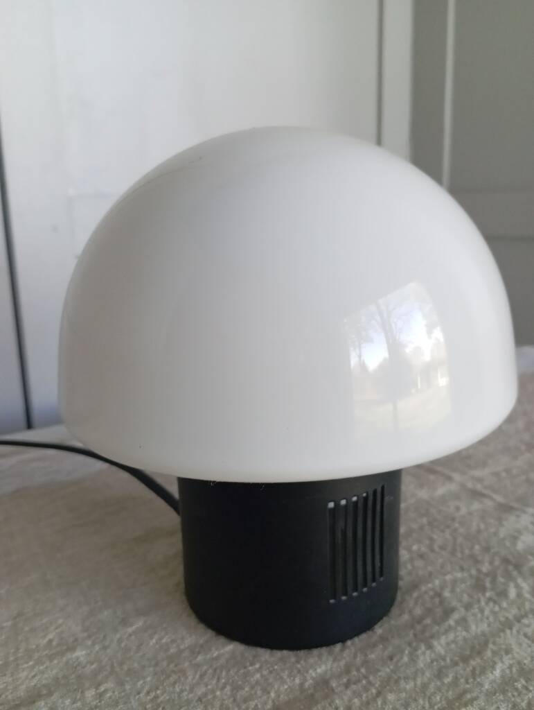 1960s glass and metal mushroom lamp