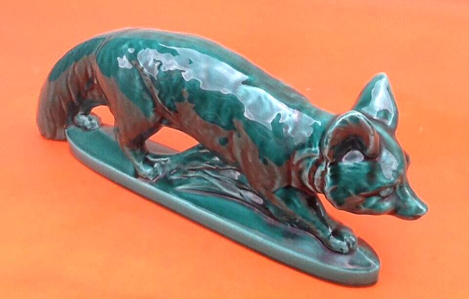 Art deco zoomorphic sculpture glazed ceramics n° 928 fox