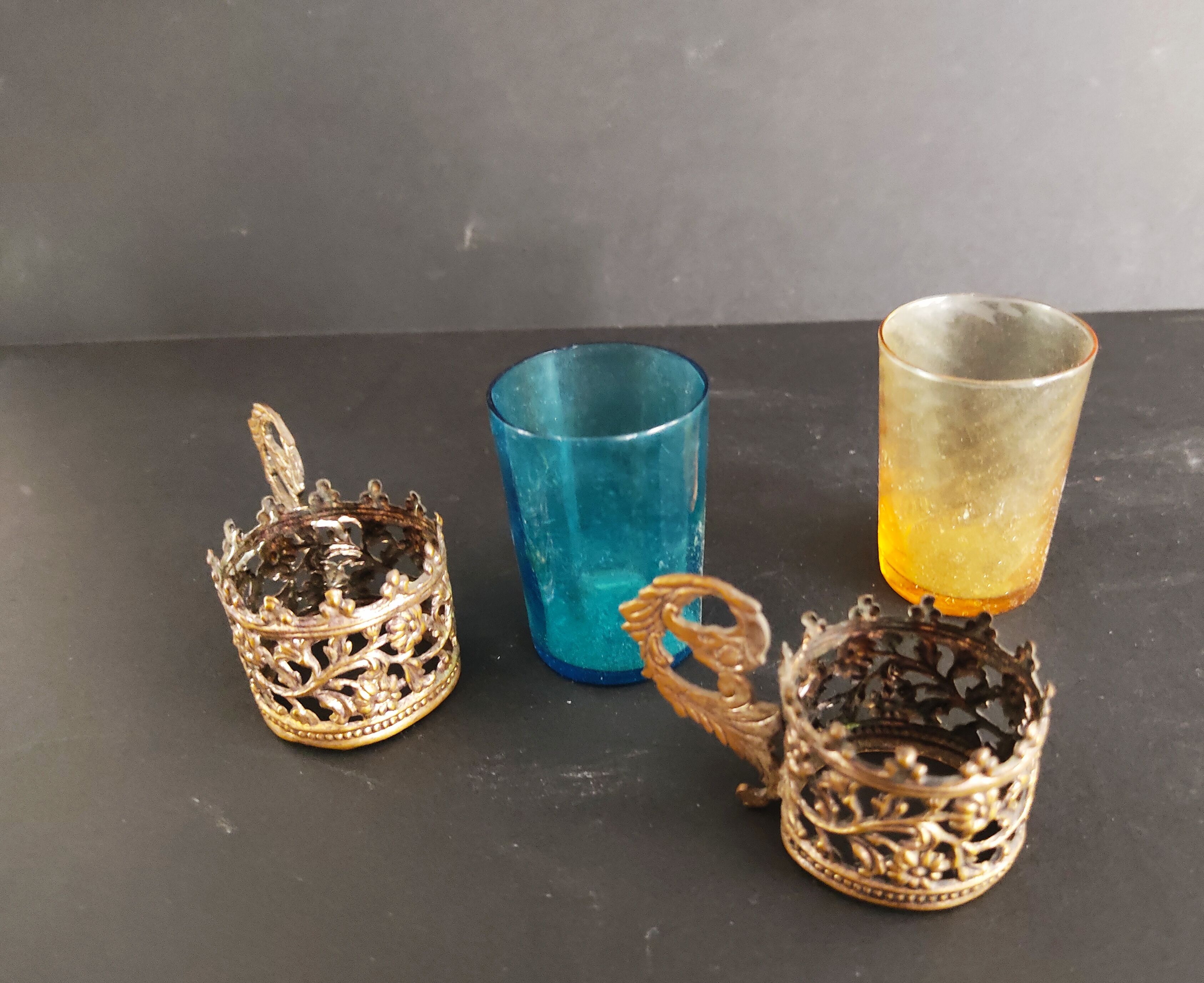 19th carafe liqueur service and 7 glasses