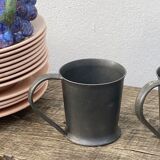 Pair of brutalist pewter cups signed
