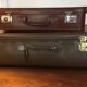Set 2 vintage suitcases in vulcanized fiber and leather