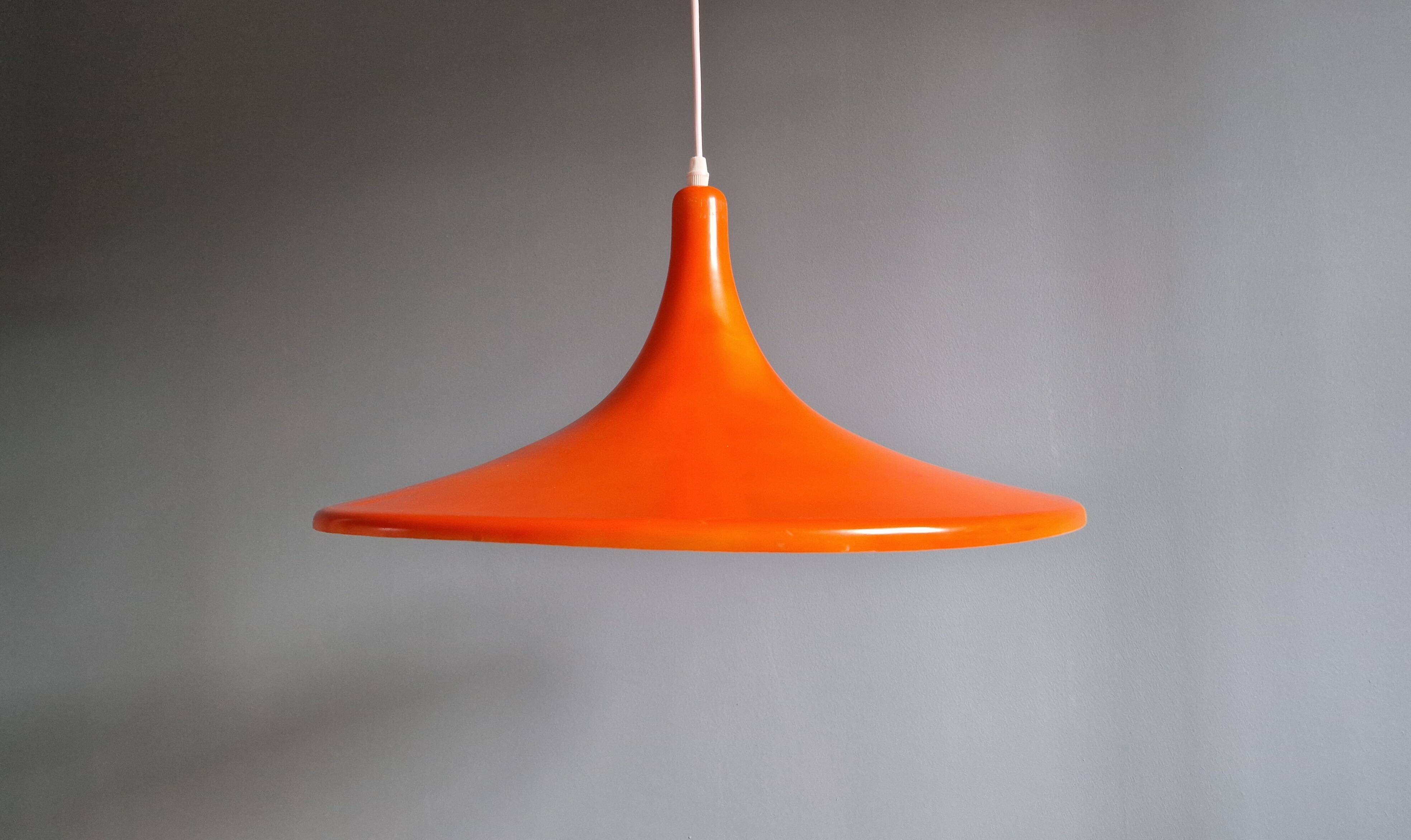 Large vintage orange plastic pendant light