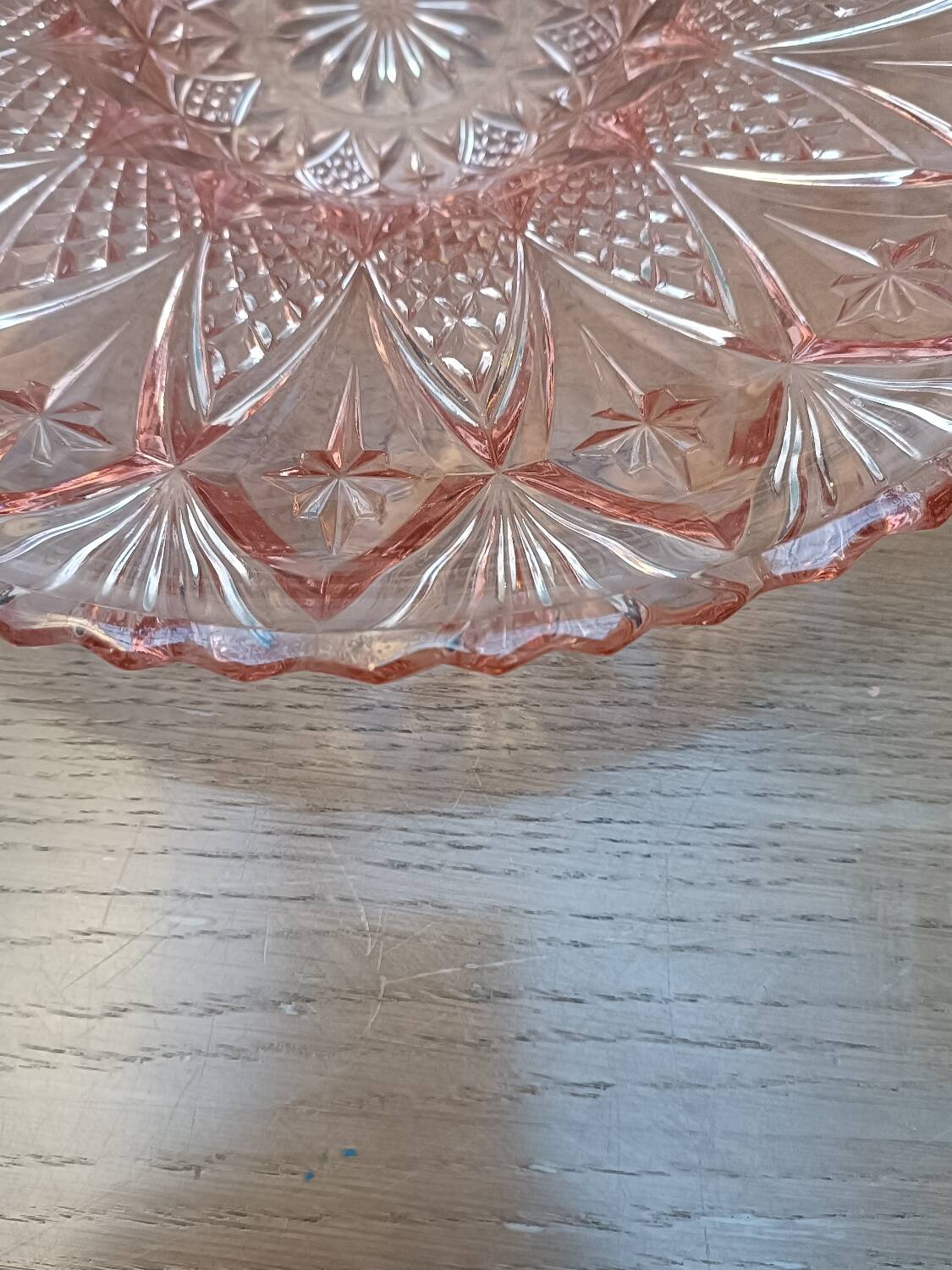 Grand plat Art déco verre rose