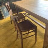 Raw wood farm table.