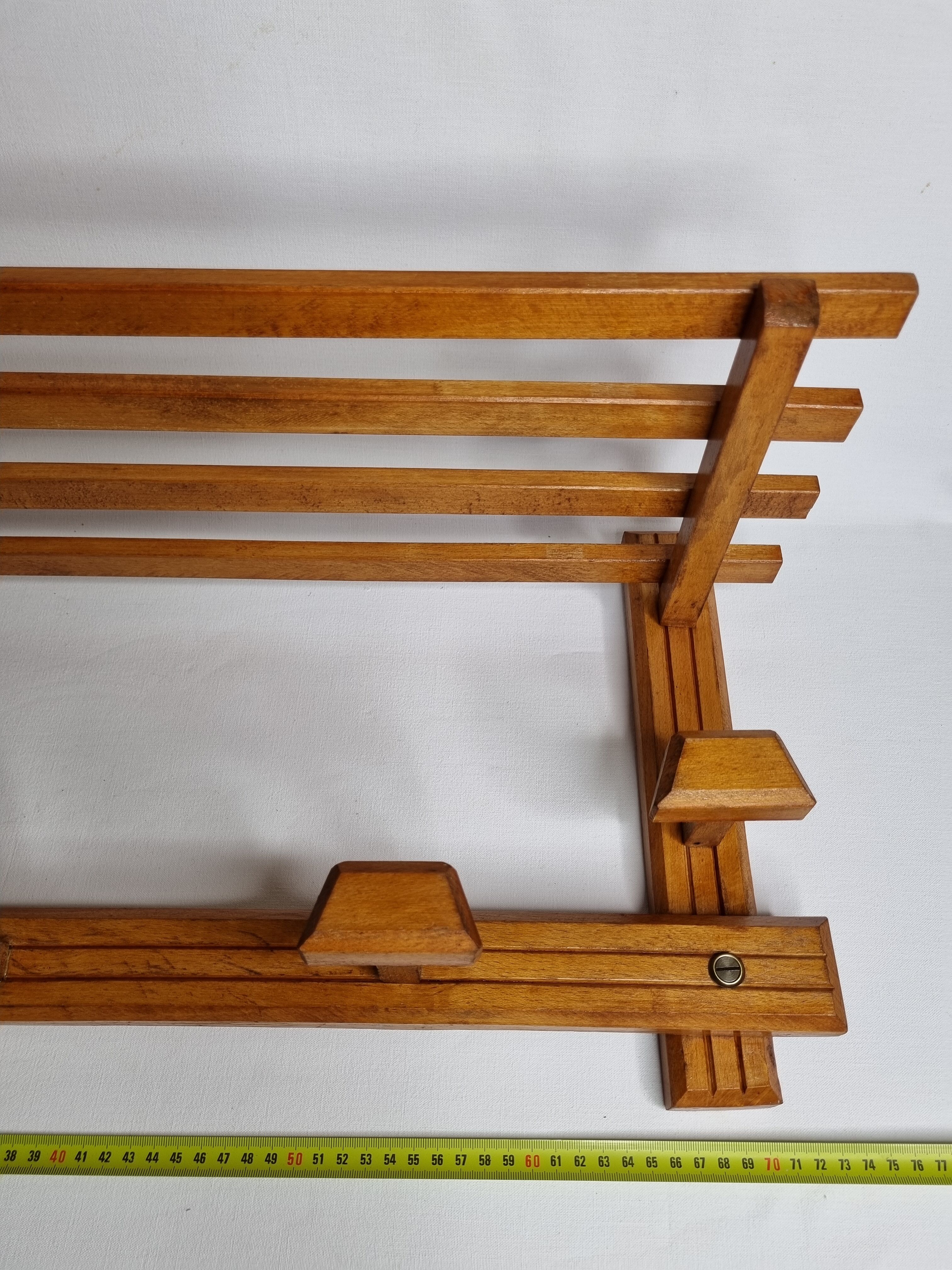 Wooden coat rack, 5 hooks, 74 cm