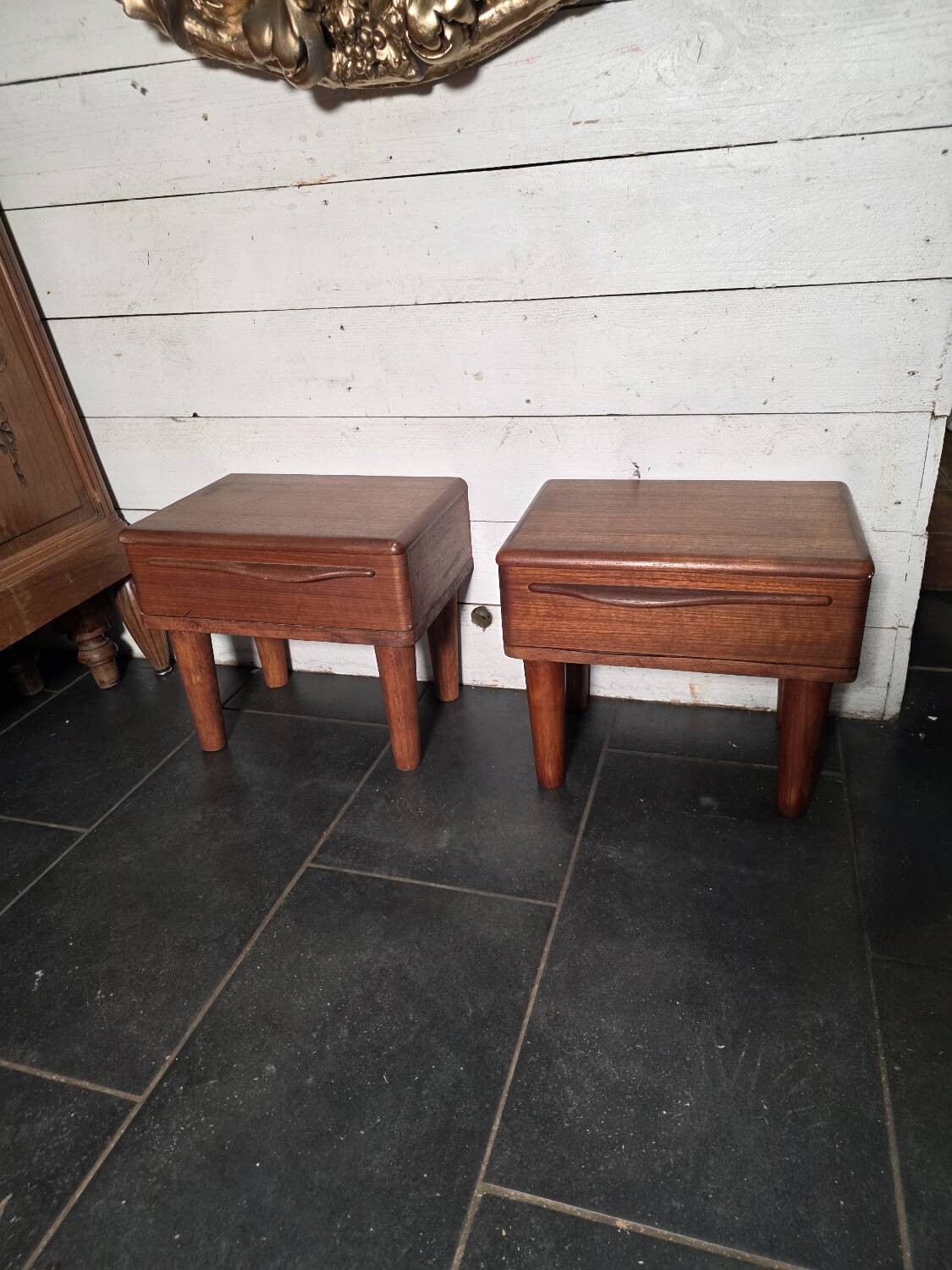 Pair of Scandinavian teak bedside tables from the 1960s.