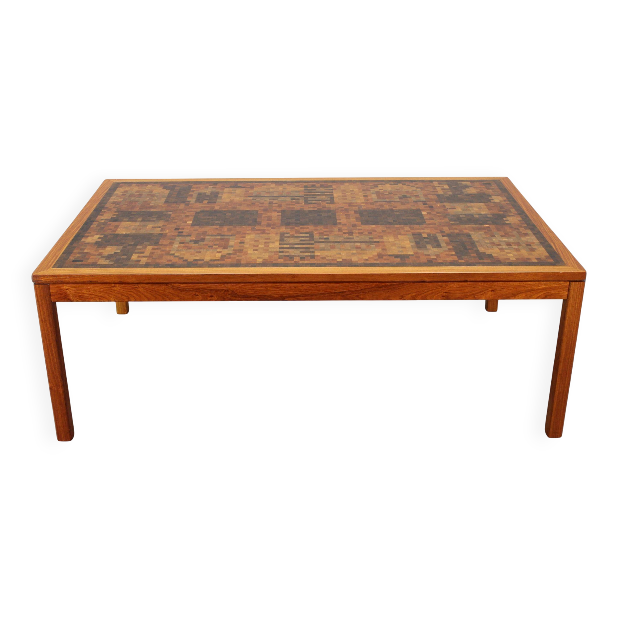 1980s Danish end-grain mosaic coffee table by Middelboe & Linduma for Tranekaer