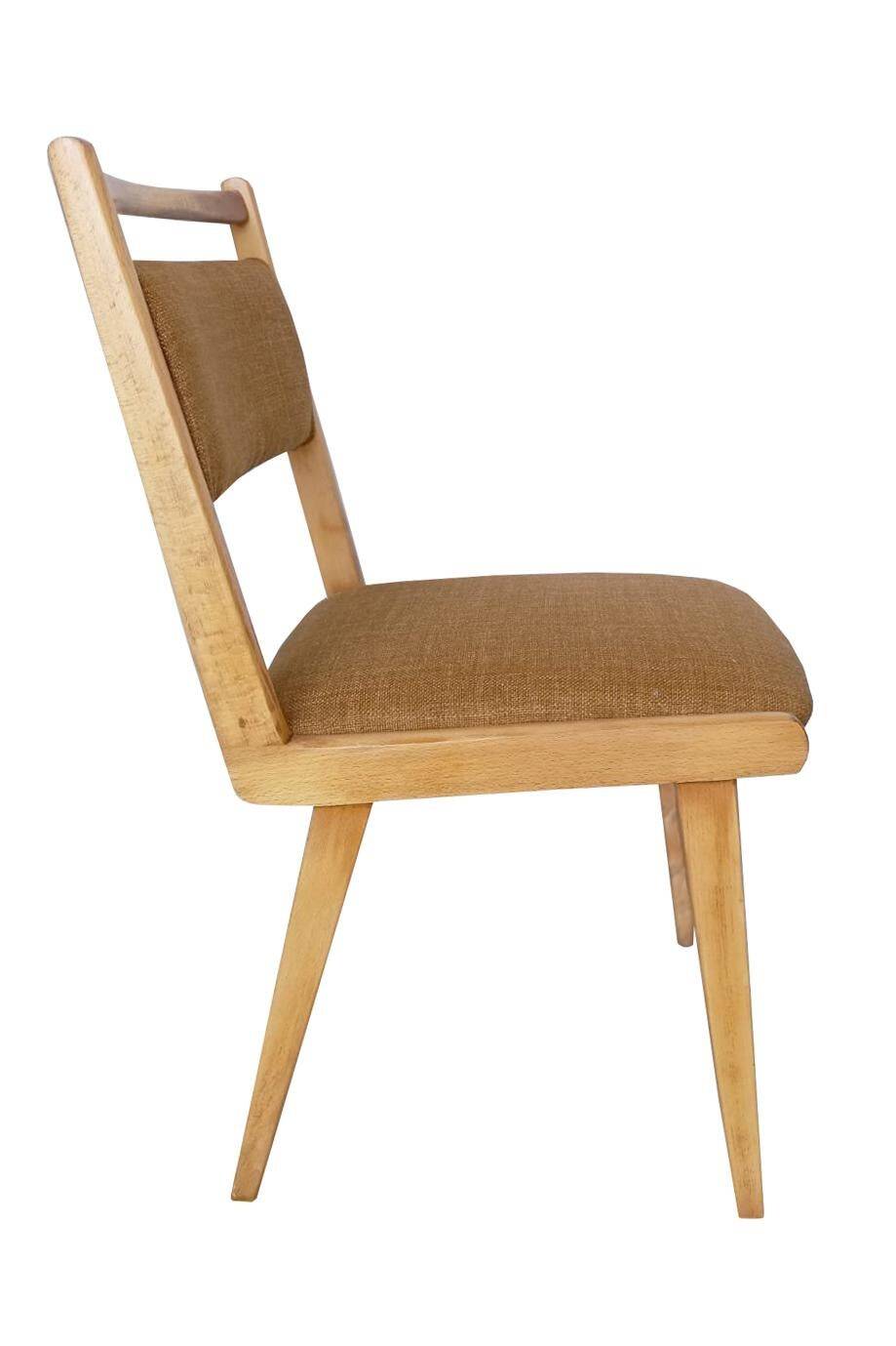 Mid-Century Beech Wood and Tobacco Velvet Jar Chair Wool Millais by Dedar, Poland, 1960s