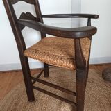 Brutalist armchair in woven straw