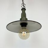 Industrial Petrol Enamel Military Pendant Lamp with Cast Aluminium Top, 1960s