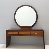Ebonized Walnut and Birch Vanity Table / Console with Mirror ascr. to Buffa