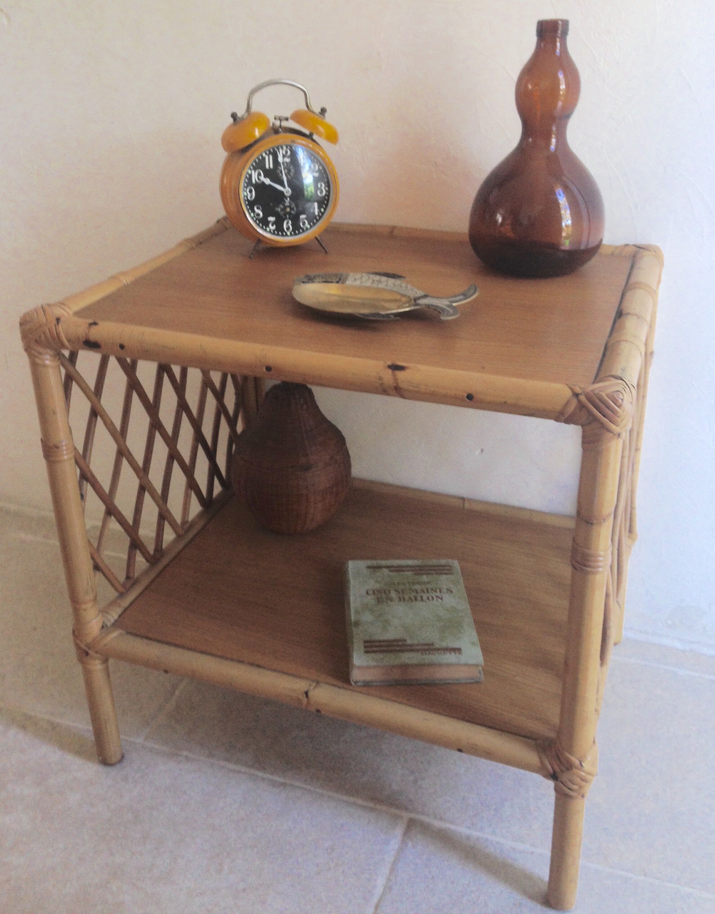 Vintage rattan side table