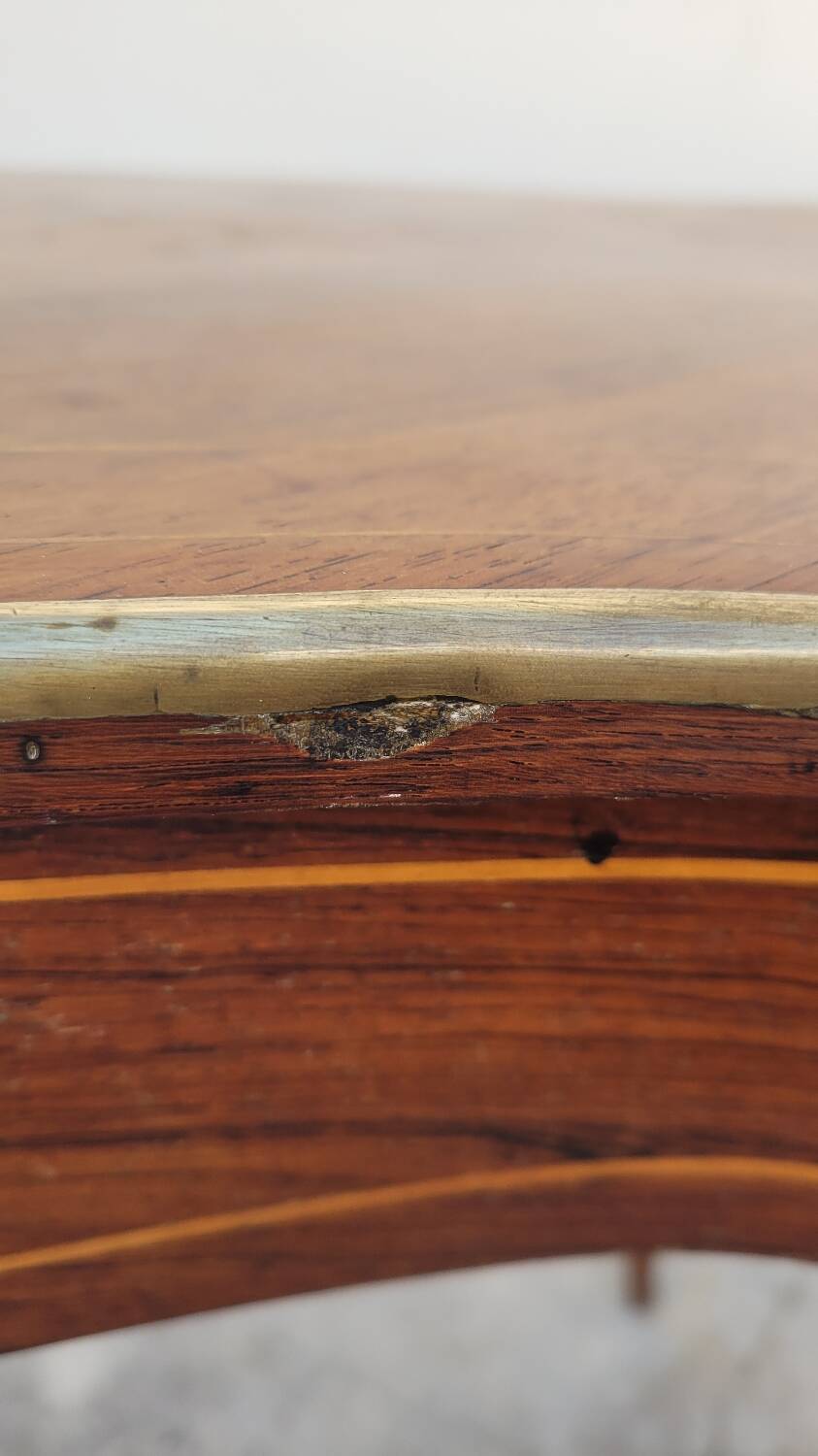 Napoleon III violin-shaped middle desk table 19th in marquetry