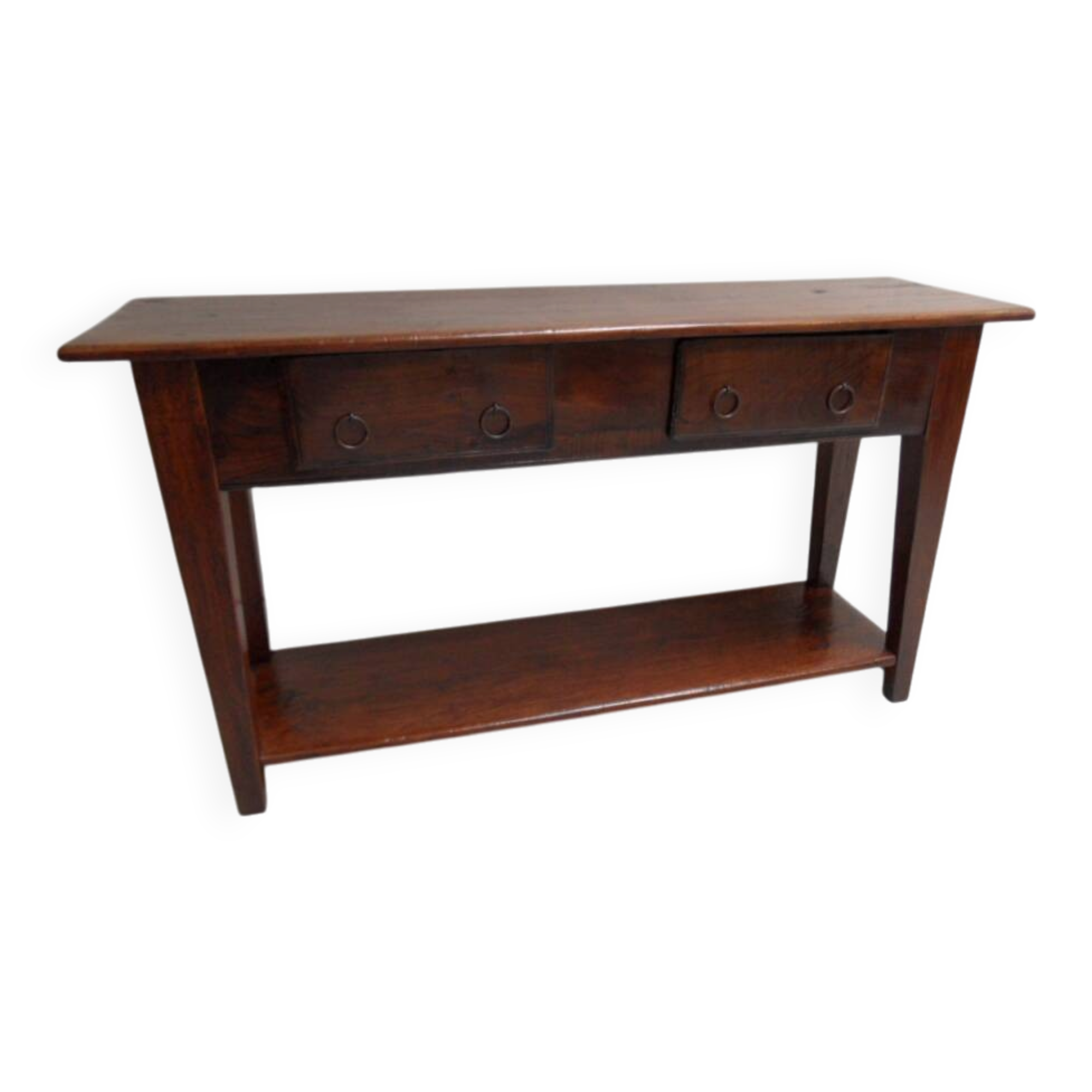 Table d'appoint en chêne ancien avec 2 tiroirs