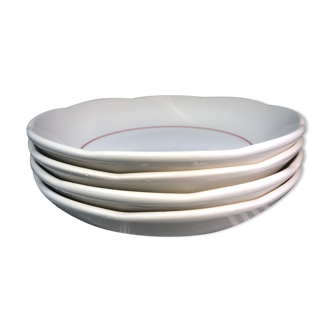 Assiettes creuses et à dessert vintage Crème Ligne framboise