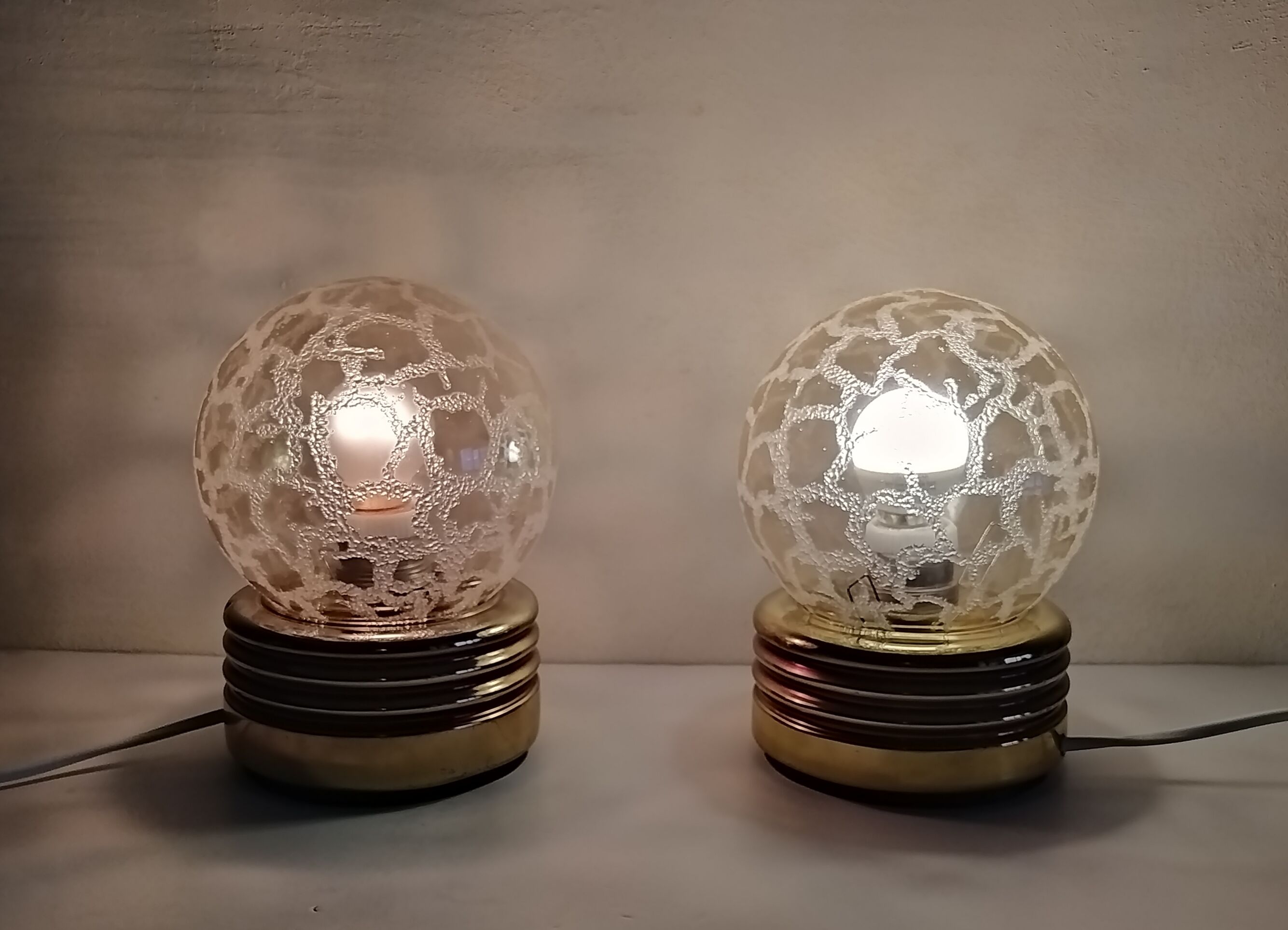 Pair of golden bedside lamps