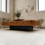 Italian coffee table elm magnifying glass