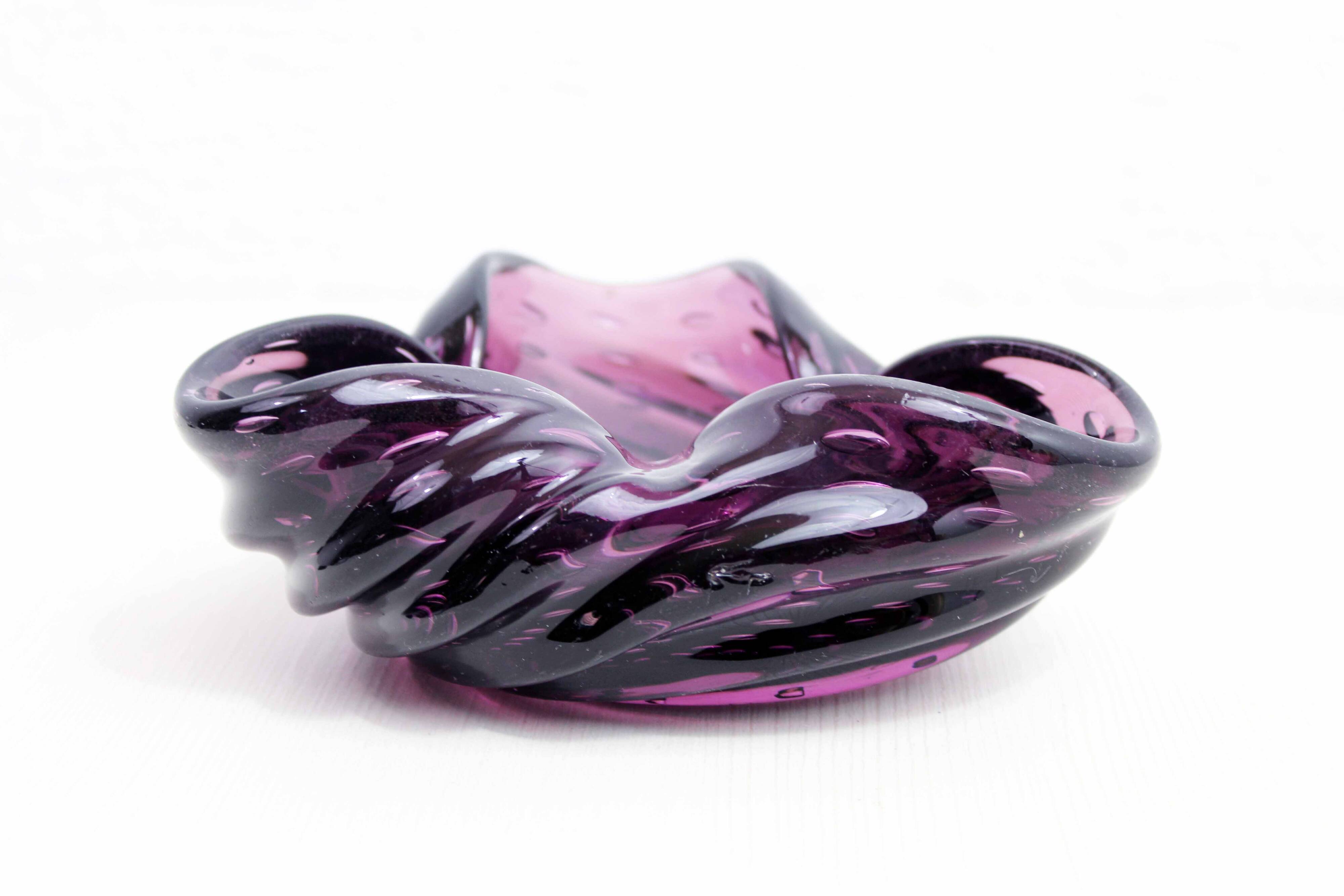 Purple murano glass ashtray