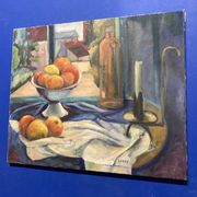 Leray, "In Front of the Window", fauvist still life, oil on canvas