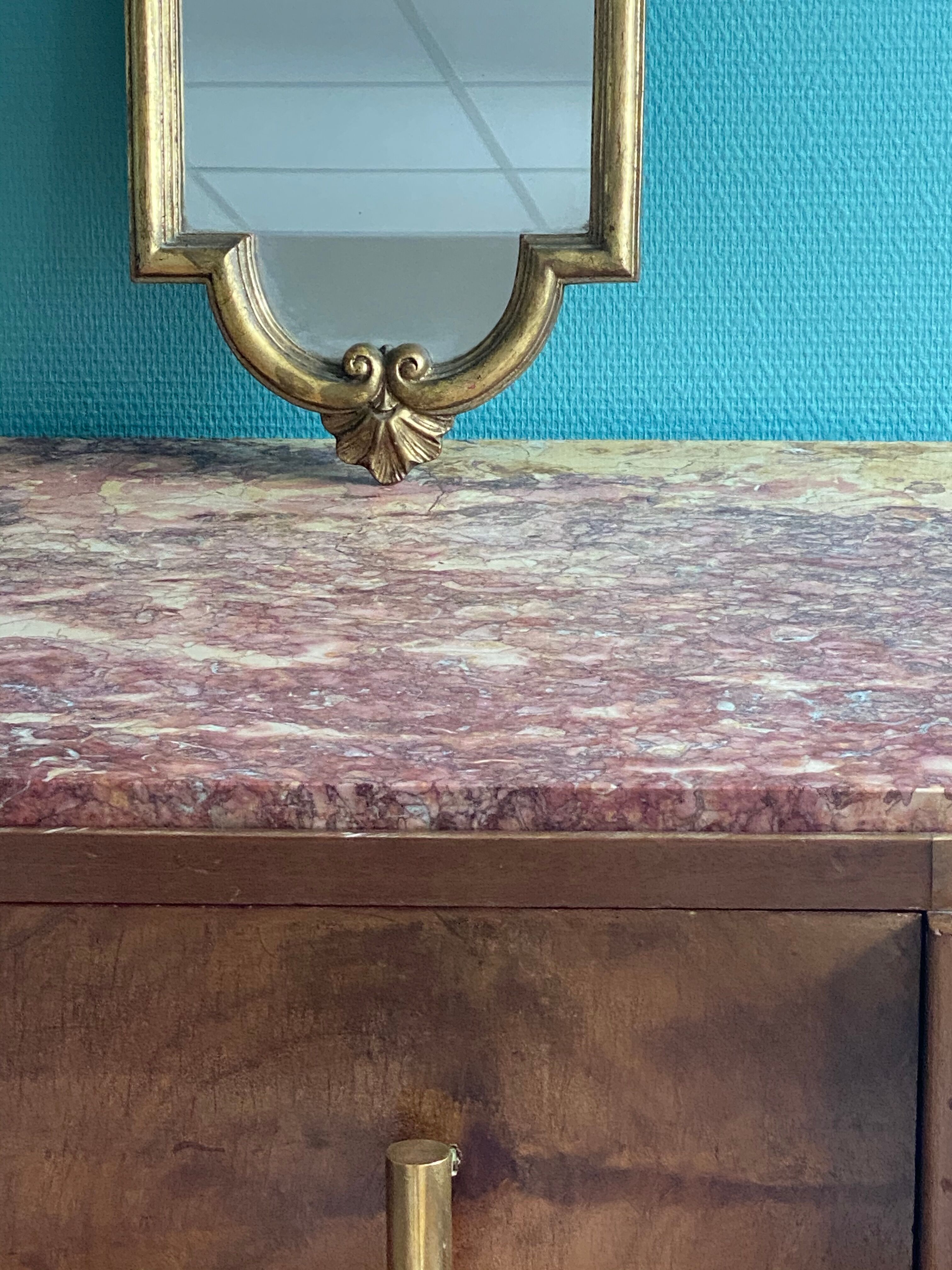 Art deco dresser, top pink marble 30s