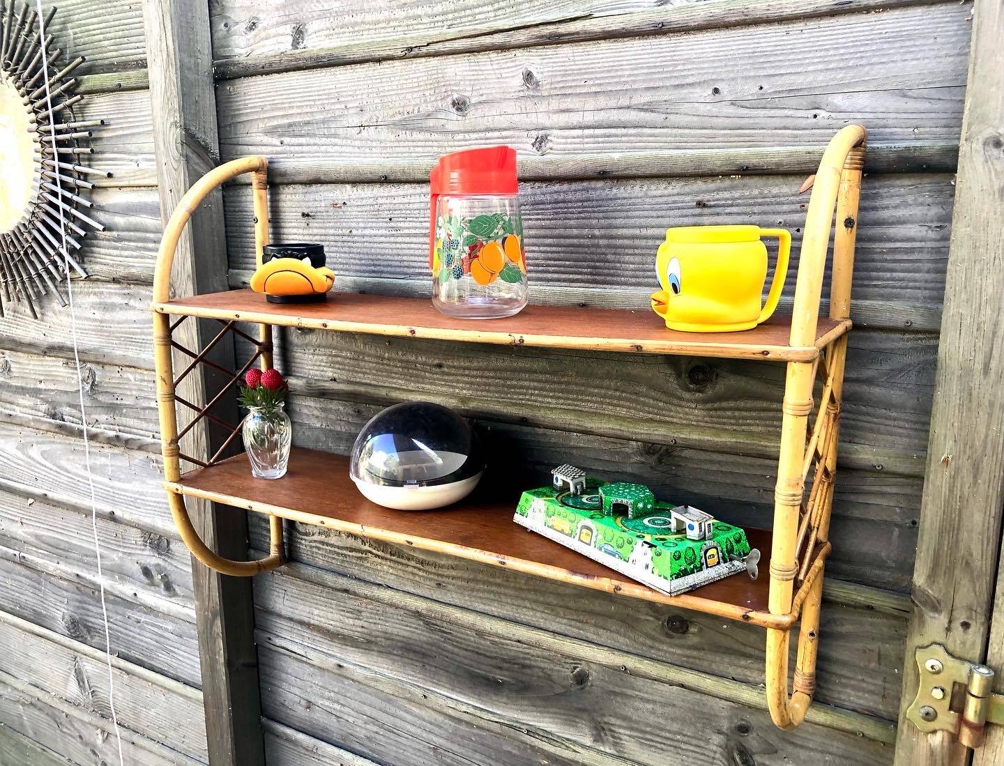 Rattan “arc” shelf