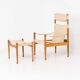 Safari chair in oak and footrest by Niels Eilersen for Erik Wørts