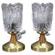 Pair of 1970s Lidokov mid-century table lamps with sculpted pressed glass shades