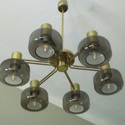 Large brass and glass chandelier by Hans-Agne Jakobsson, Sweden 1960s