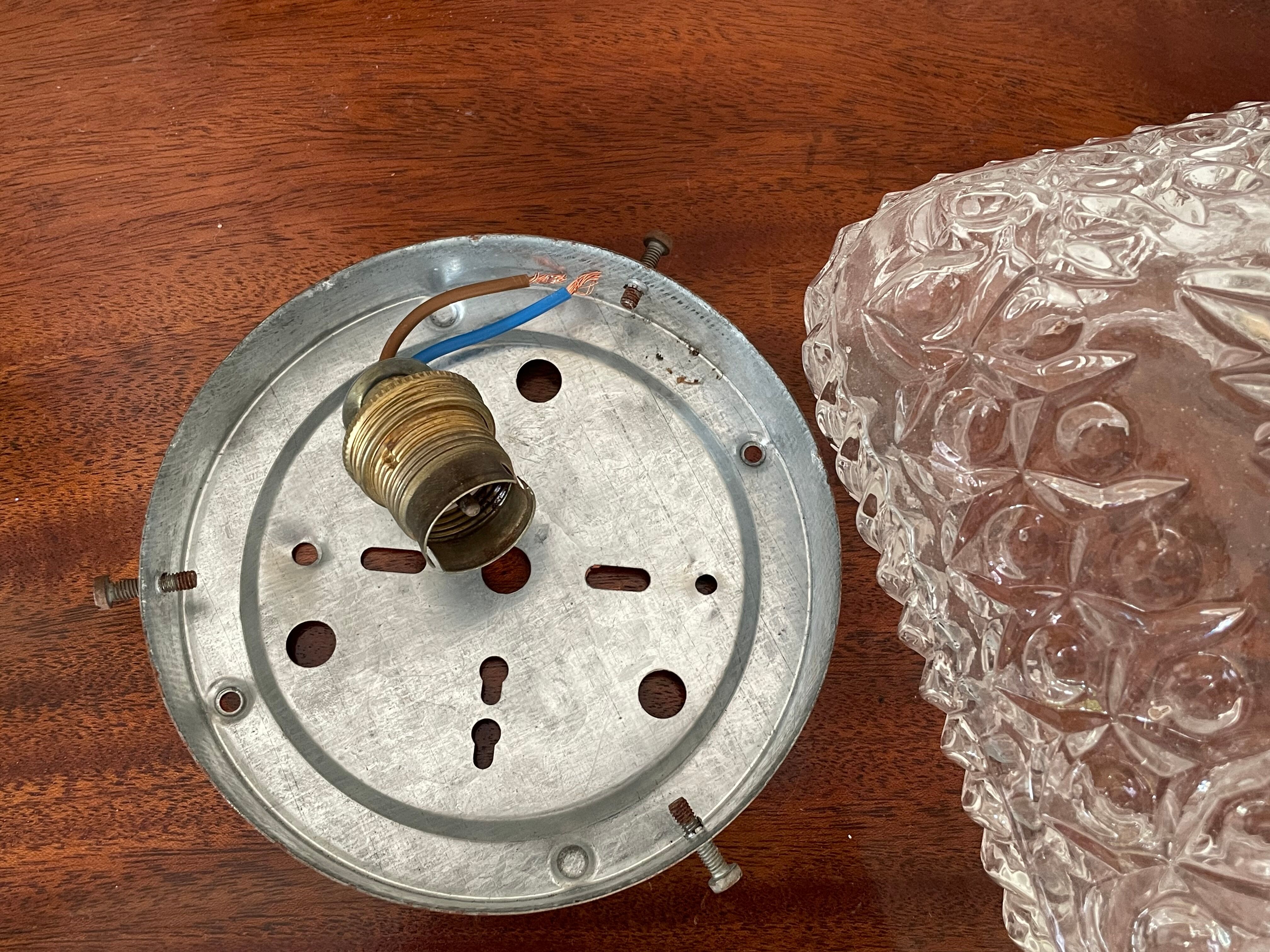 Vintage molded glass ceiling lamp