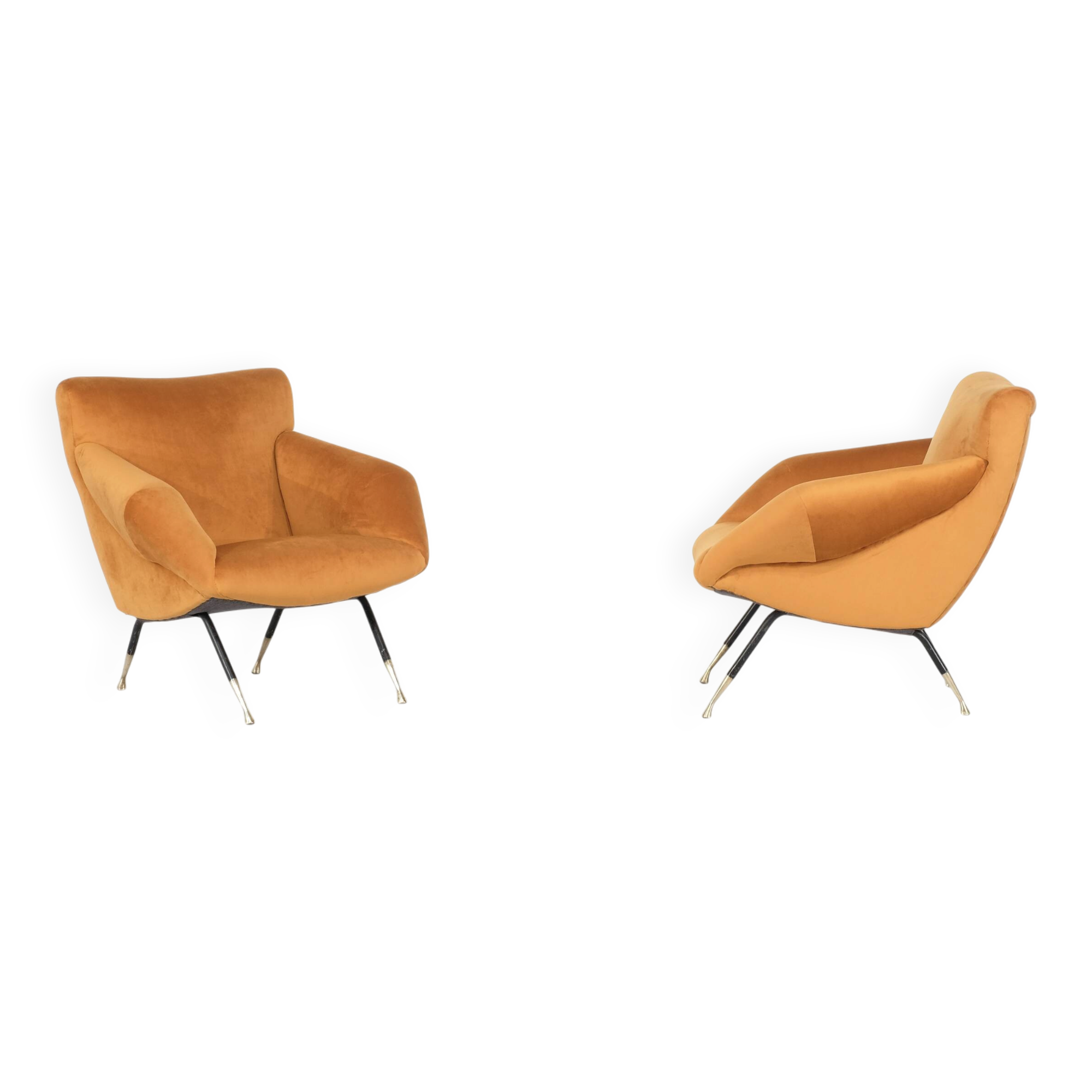 Pair of fabric armchairs, Italy, 1960s.