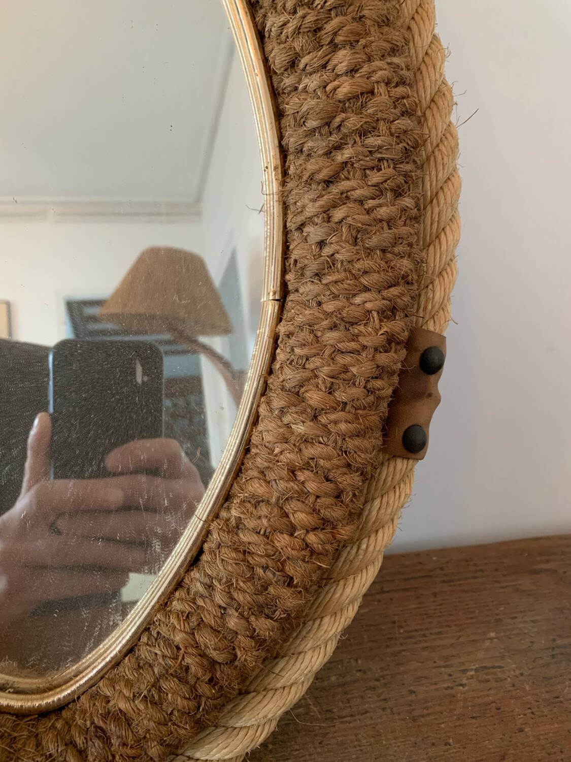 Miroir Corde Circa 1950 Vintage