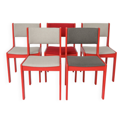 Chaises de salle à manger vintage Casala, ensemble de 5, chaises en bois de hêtre allemand des années 1950.