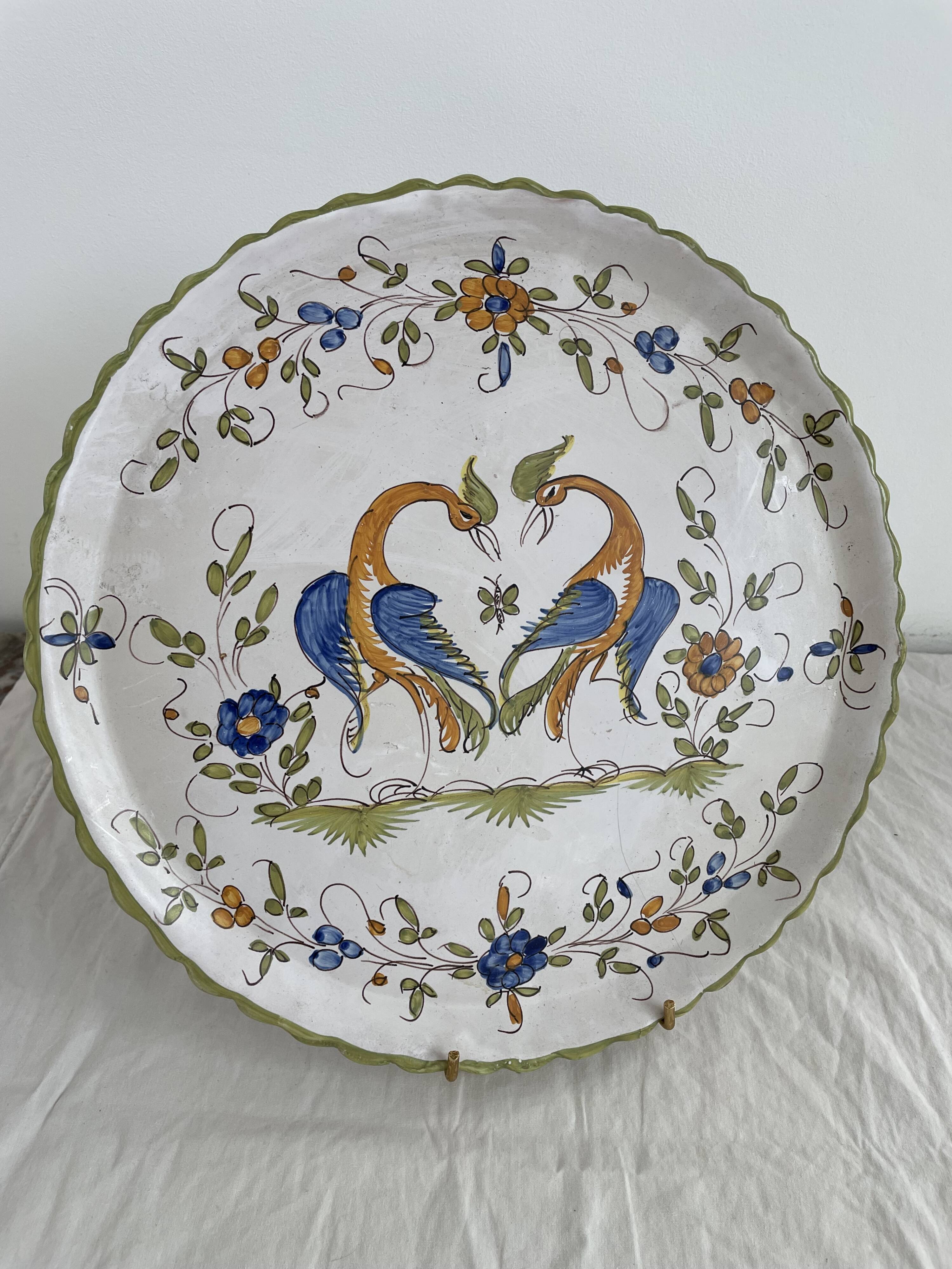 Dessert service, earthenware, Martres-Tolosane, signed Matet France