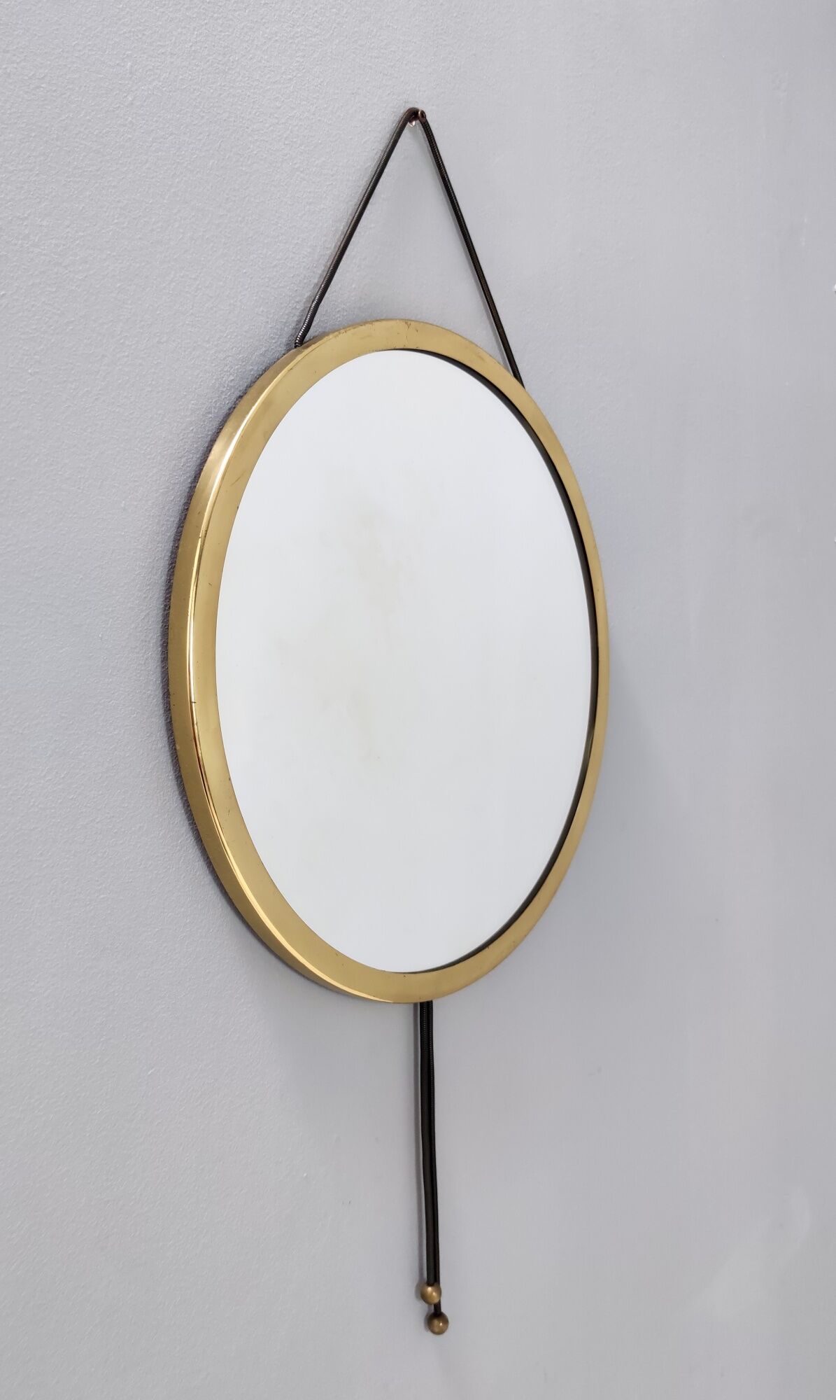 Vintage round wall mirror mod. "vipera" by corrado corradi dell'acqua, italy