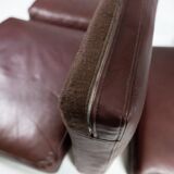 Two seater sofa, with red brown leather by Stouby Furniture