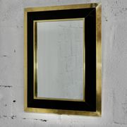 Jean-Claude Mahey mirror. Black lacquered wood and gold metal. 1970