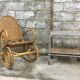 Rocking chair en rotin bambou et osier vintage 1950