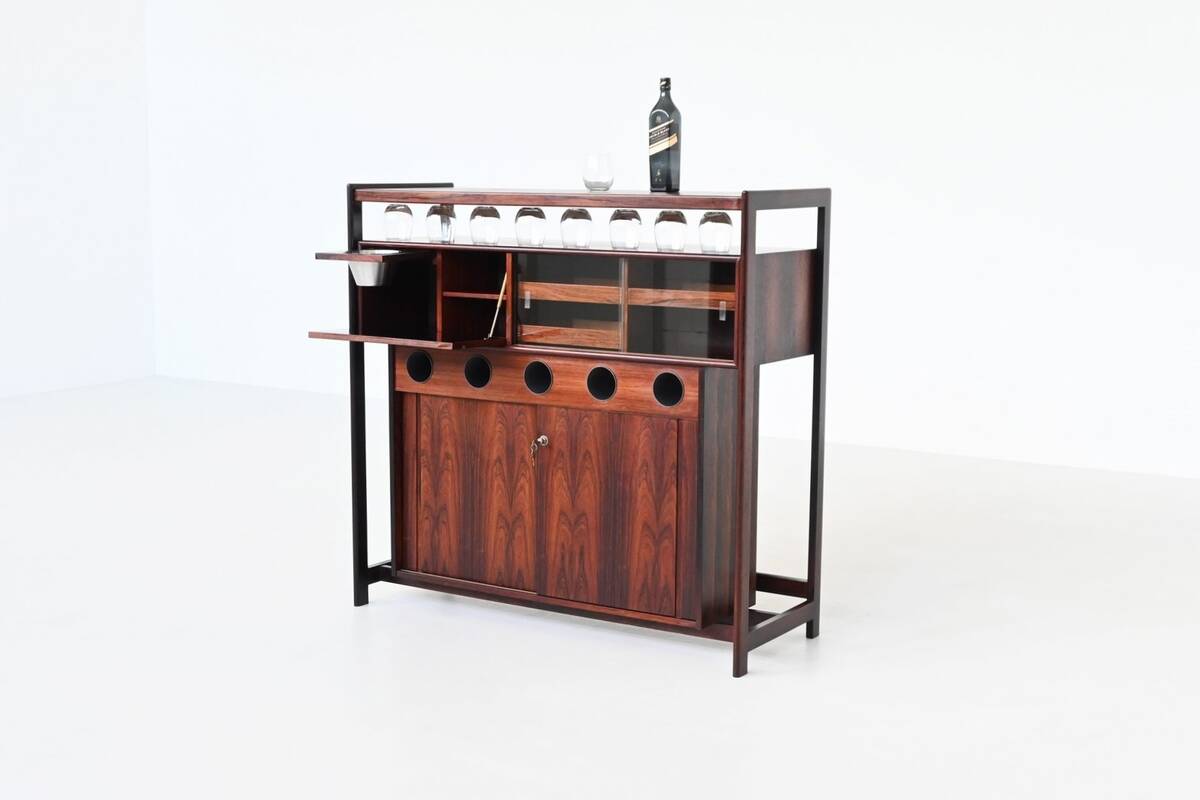 Knud Bent dry bar in rosewood Dyrlund Denmark 1960