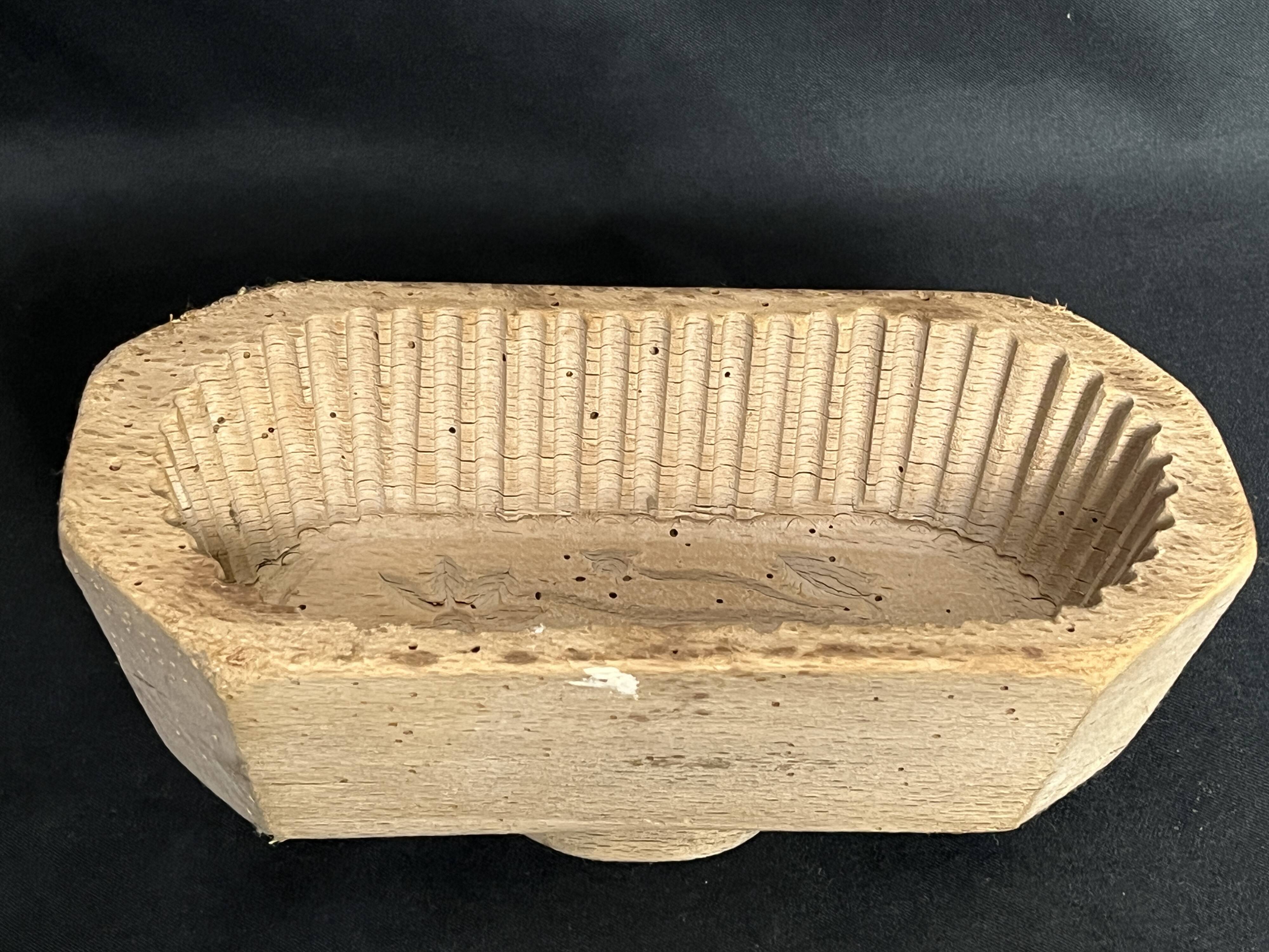 Old 19th century fluted wooden butter mold