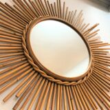 Old mirror soleil vintage in braided rattan 60
